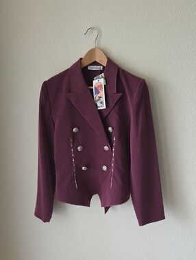 Kith & Kin Double Breasted Plum Blazer Sz M NEW